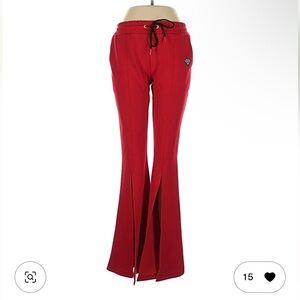 Red High Waist Flare Sweatpants w/ Front Slits
Size Large
